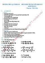 Đề cương ôn thi giữa học kỳ II môn Toán Lơp 8 - Năm học 2013-2014 - Trường THCS và THPT Quỳnh Mai